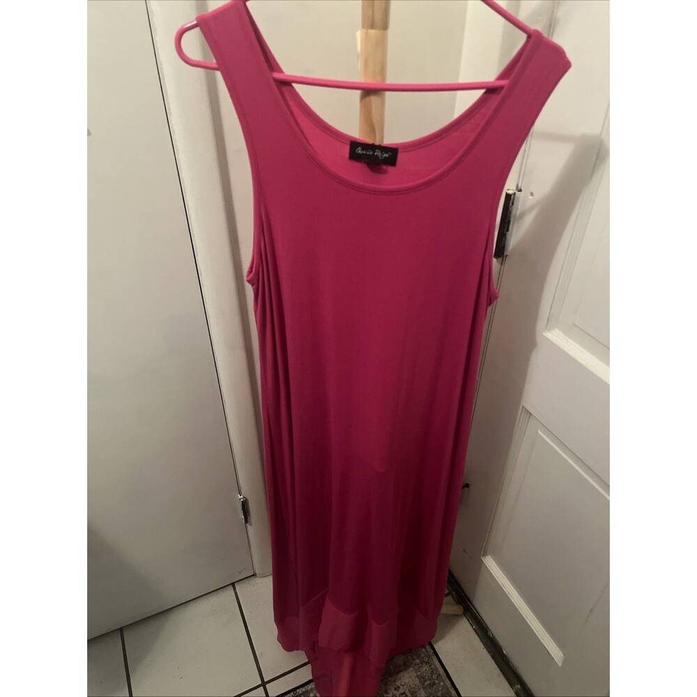 NEW Charlie Paige Womens Pink Dress Long Skirt Tank Cover-up Soft Stretch Size L